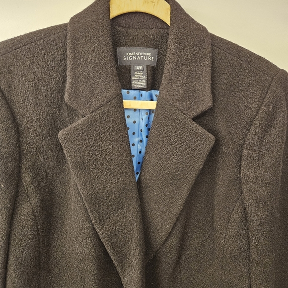 NWT - Jones New York Signature Black Wool Blazer Sweater - Size 14W - Picture 3 of 8